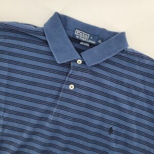 Polo by Ralph Lauren Striped Polo Shirt Mens XL‎ Blue Cotton Short Sleeve